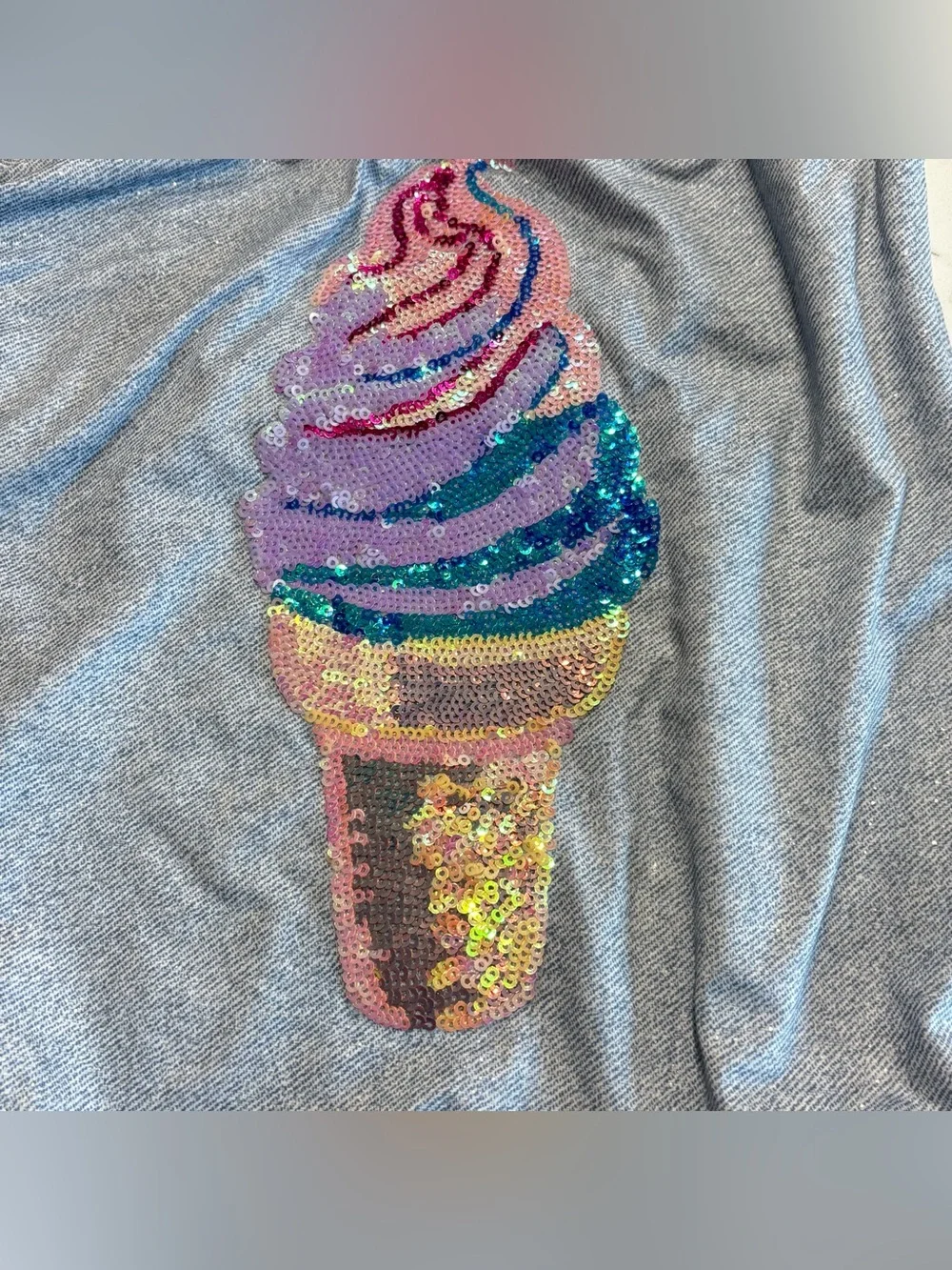 Pilyq Light Blue Girls One-Piece Swimsuit with Rainbow Sequin Ice Cream Cone 10